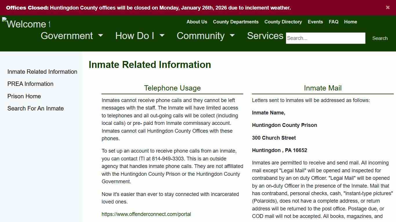 HuntingdonCounty - Inmate Related Information